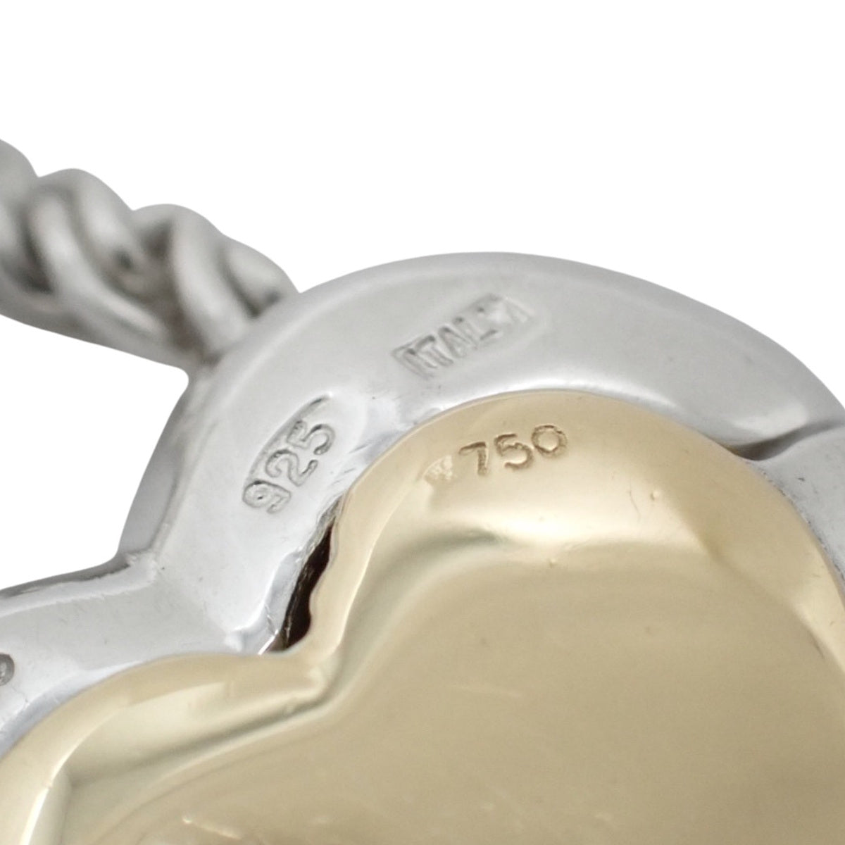 Puzzle Heart Pendant Silver SV925 Yellow Gold K18YG