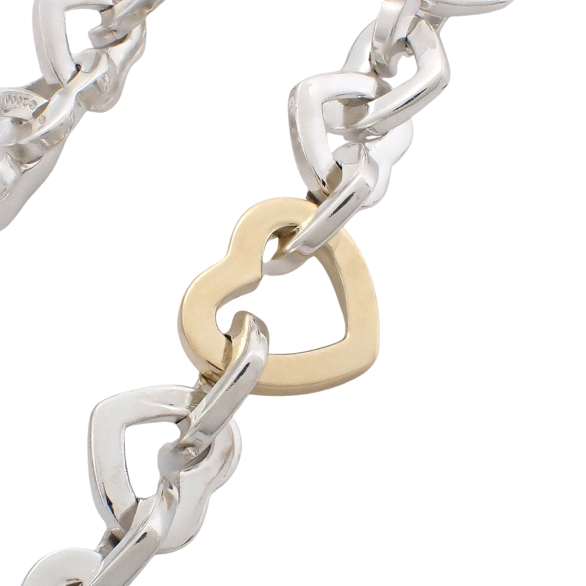 Heart Link Necklace Silver SV925 Yellow Gold K18YG