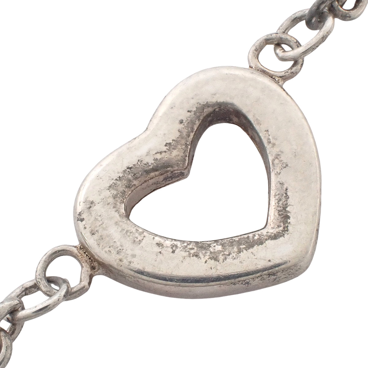 Heart Link Lariat Necklace Silver SV925