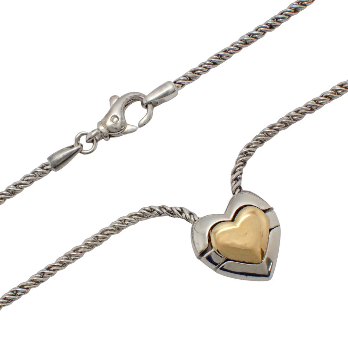 パズルハート ネックレス イエローゴールド K18YG シルバー SV925