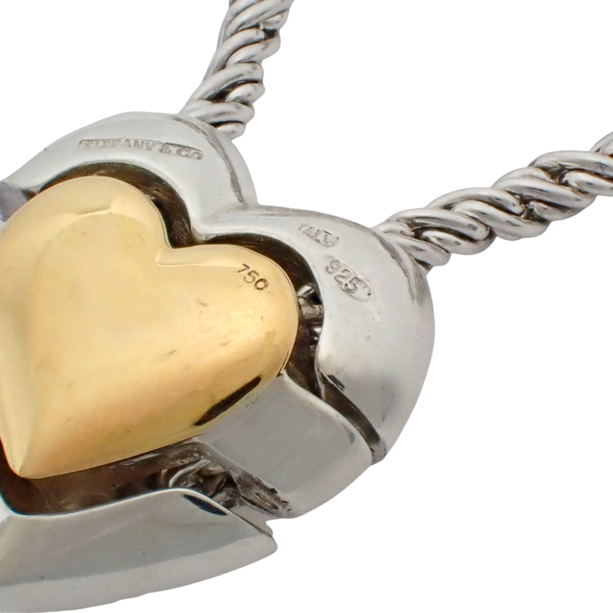 パズルハート ネックレス イエローゴールド K18YG シルバー SV925