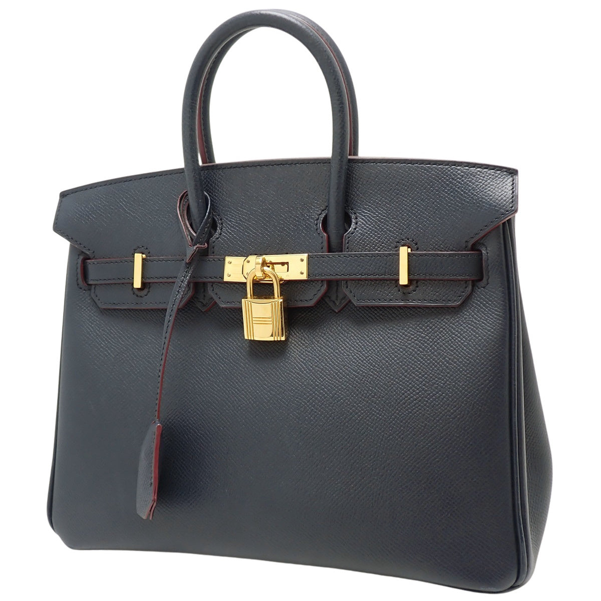 バーキン25 コントゥール ヴォーエプソン ブルーインディゴ ルージュアッシュ ゴールド金具 X刻印