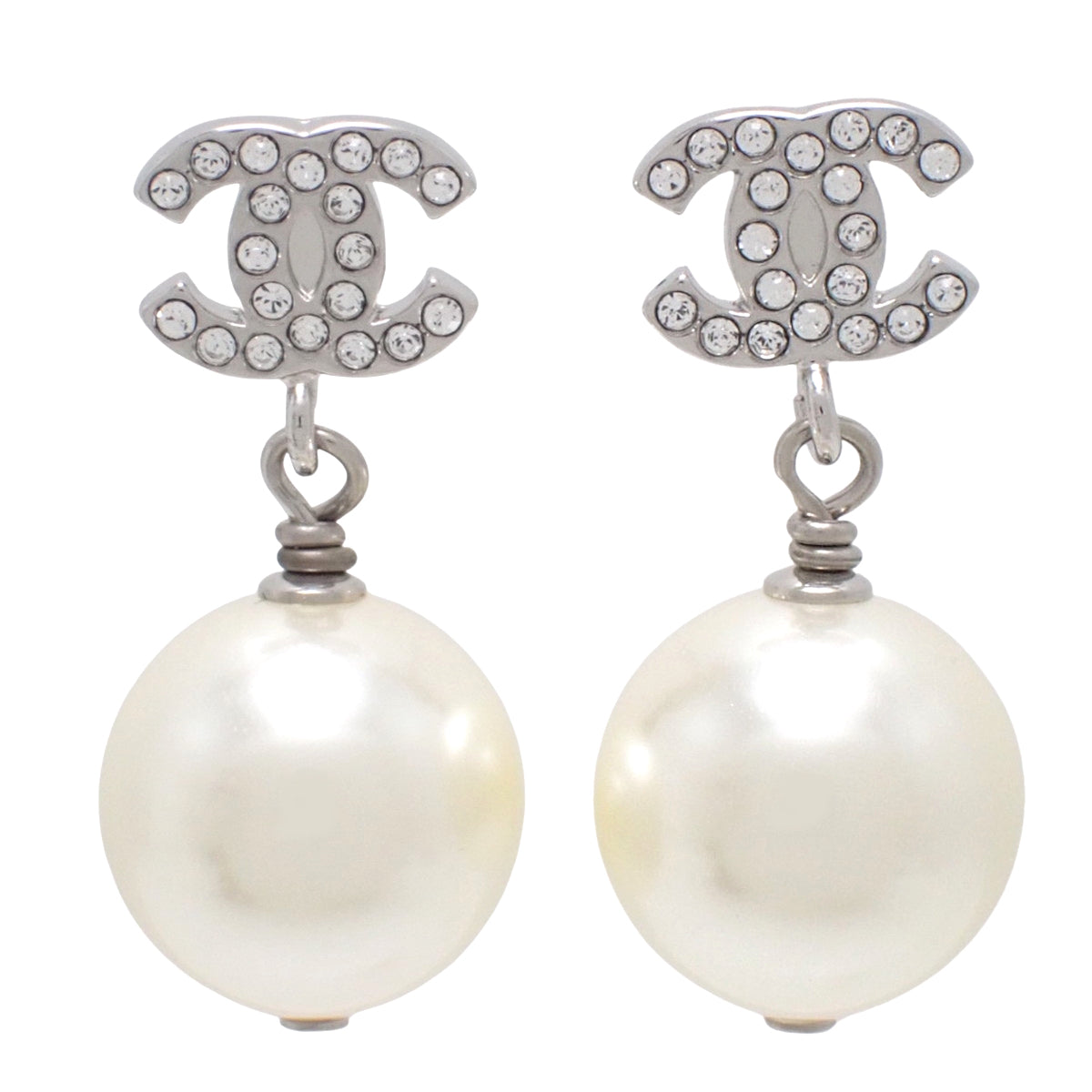 ココマーク ラインストーン スウィング パール ピアス メタル