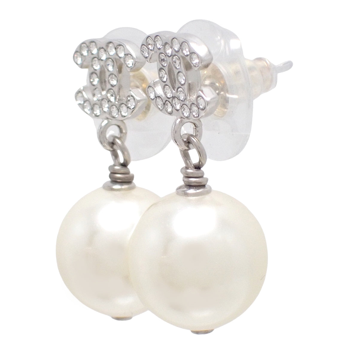 ココマーク ラインストーン スウィング パール ピアス メタル