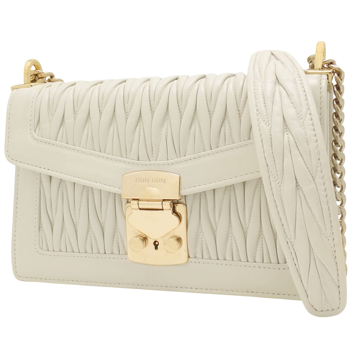 Matelasse 链条单肩包,米白色羊皮 5BD083