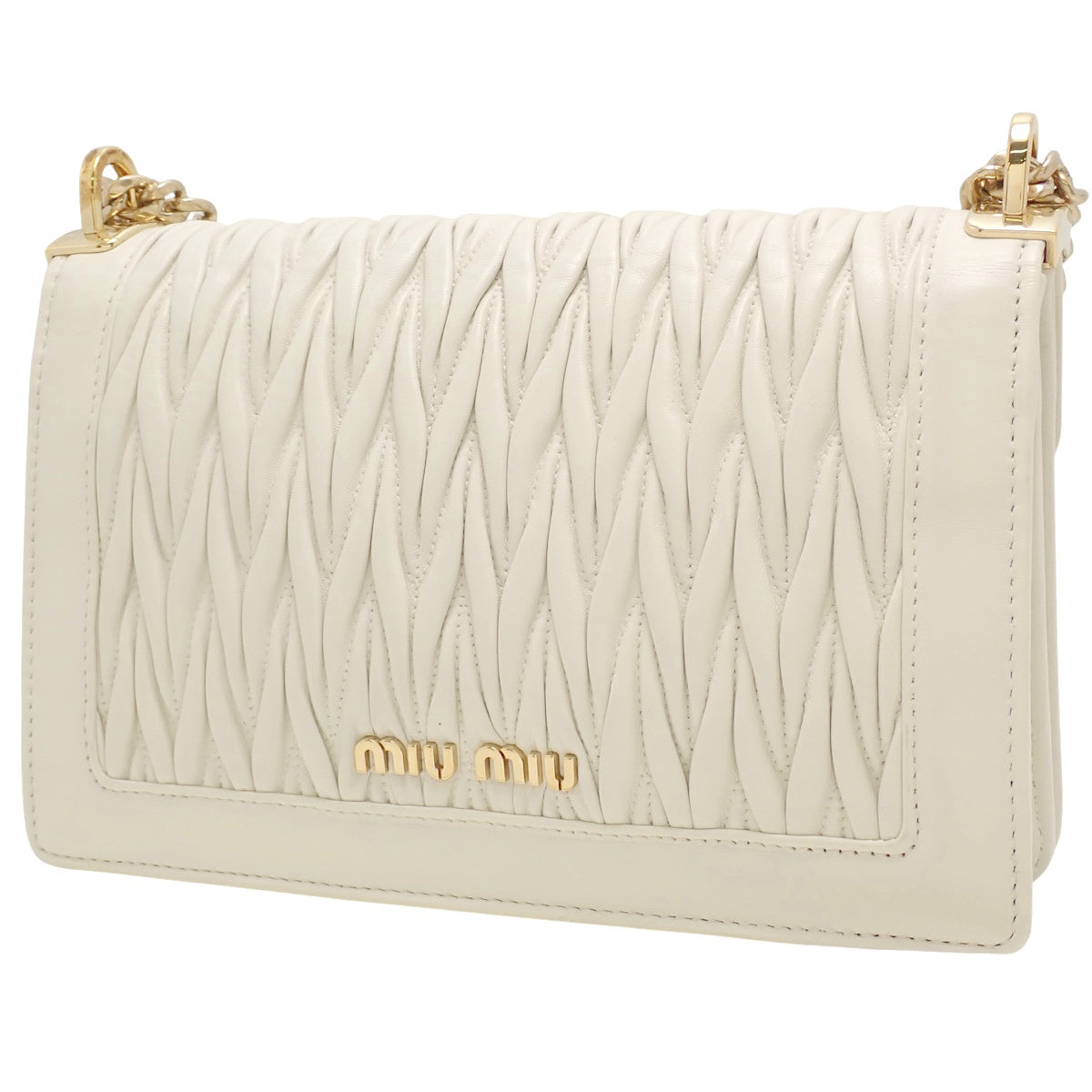 Matelasse 链条单肩包,米白色羊皮 5BD083