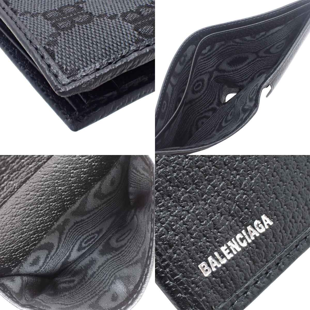 二つ折り財布 キャンバス レザー ブラック 680430 グッチコラボ ザ ハッカー プロジェクト