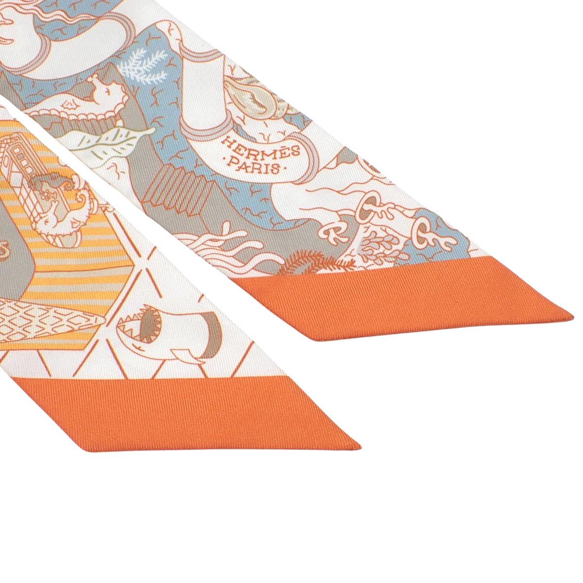 Splash Park スプラッシュパーク ツイリー シルク ブラン オレンジ ヴェールドグリ