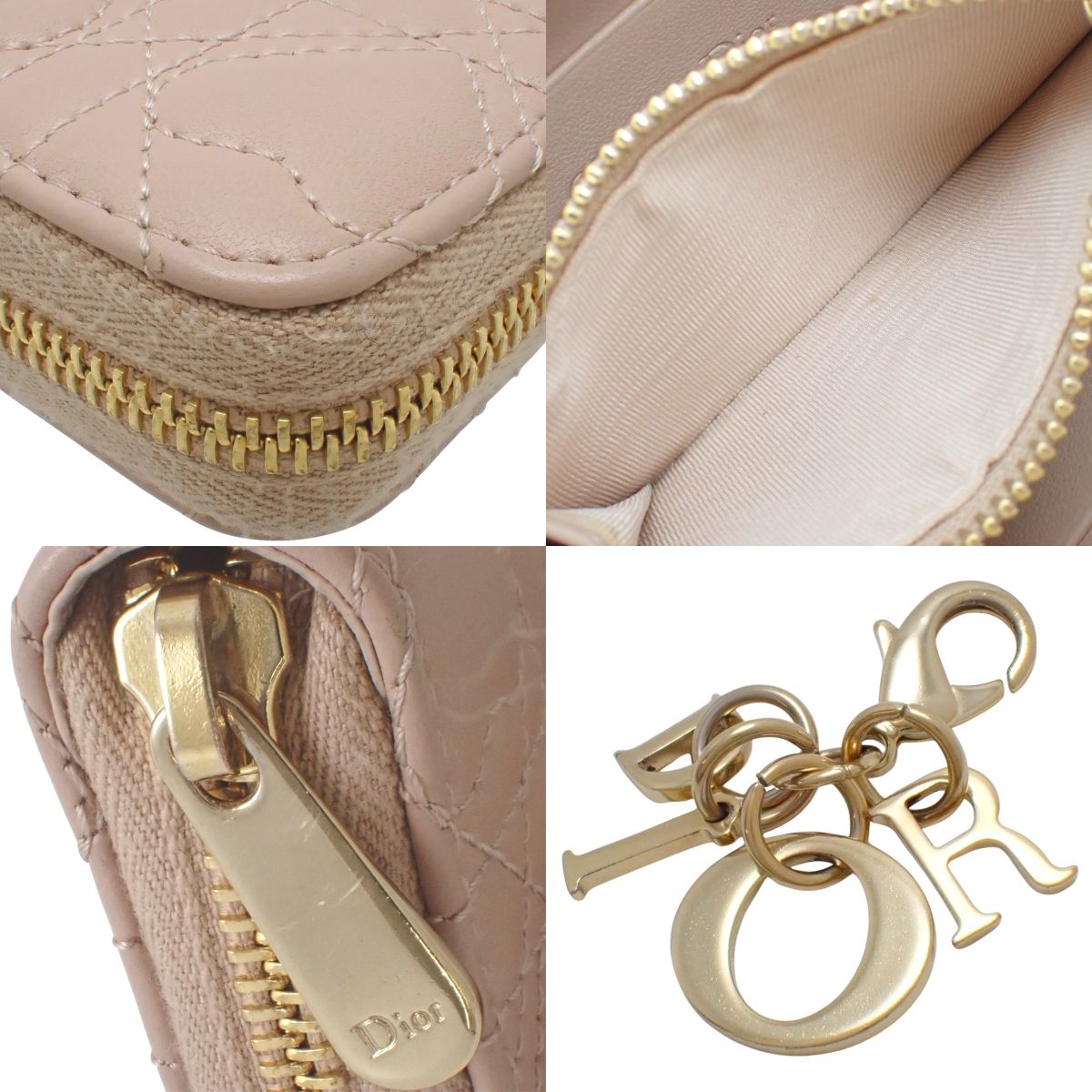 カナージュ レディディオール ボヤージュージップコインケース ラムスキン ピンクベージュ カードケース ハート ミニ財布 ウォレット