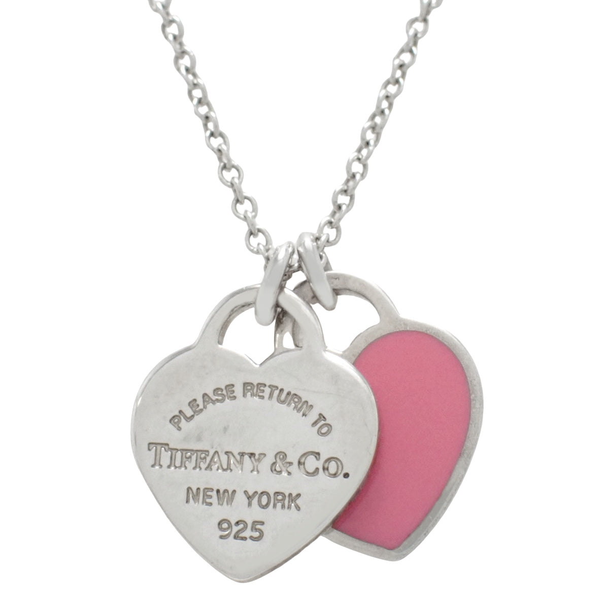 ピンク ダブル ハート タグ ペンダント シルバー SV925