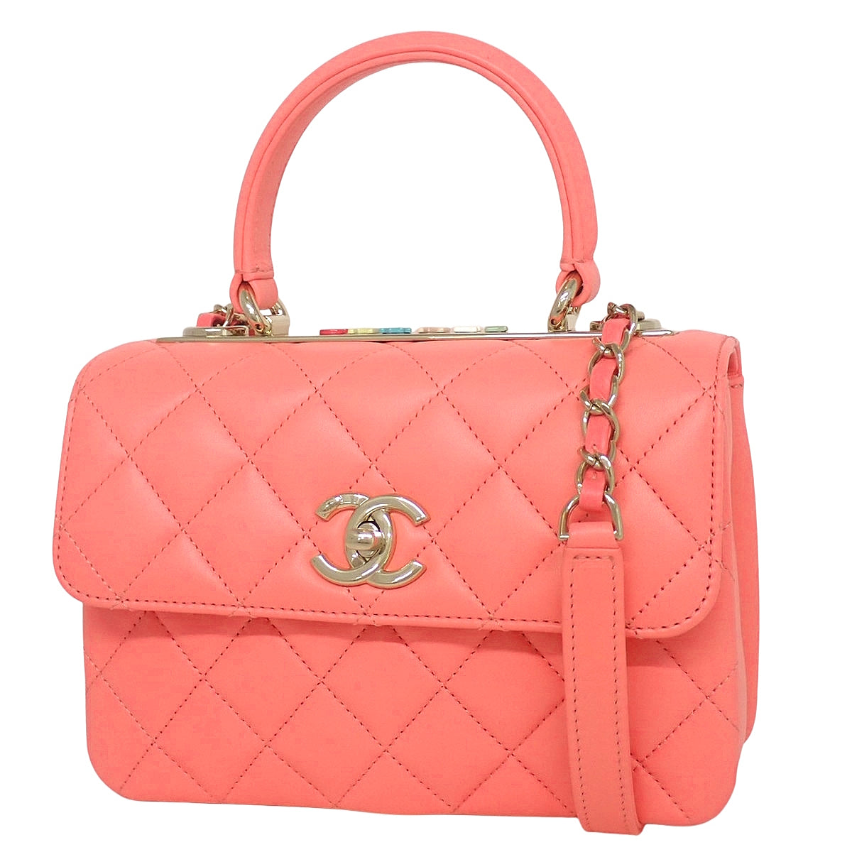 マトラッセ トレンディCC チェーンショルダーバッグ ラムスキン ピンク AS4654