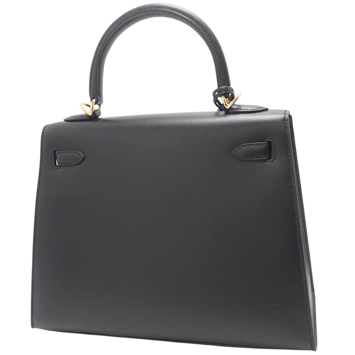 ケリー25 (外縫い) ボックスカーフ ブラック ゴールド金具 W刻印