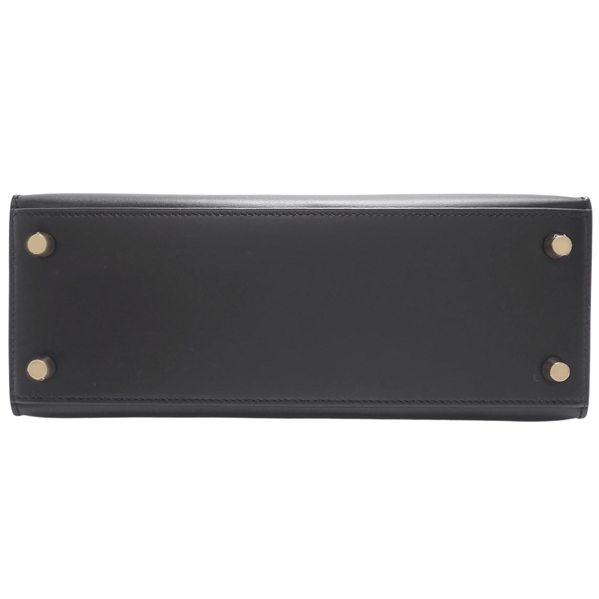 Kelly 25 (Outside Stitch) Box Calf Leather, Black, Gold Hardware, W Stamp