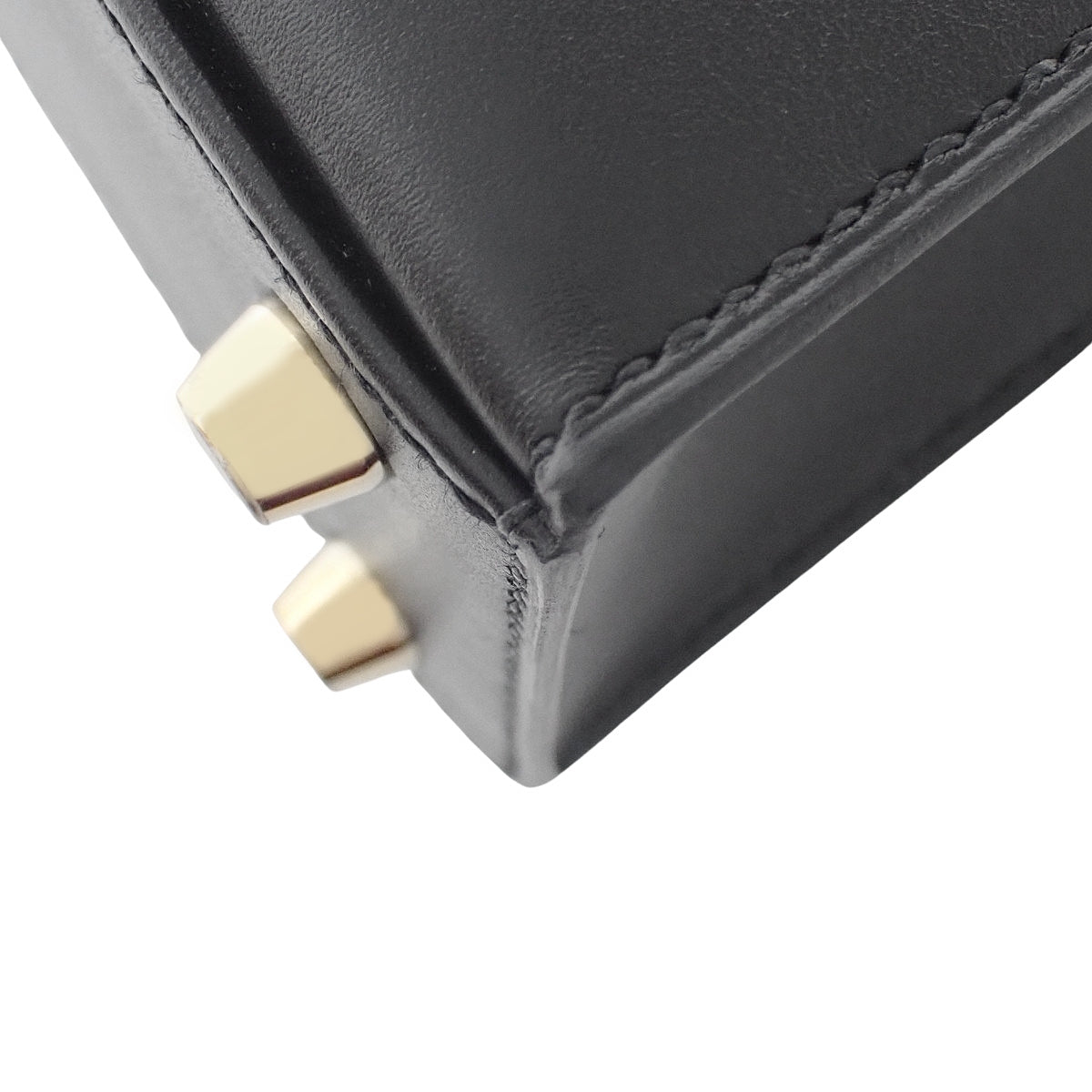 Kelly 25 (Outside Stitch) Box Calf Leather, Black, Gold Hardware, W Stamp