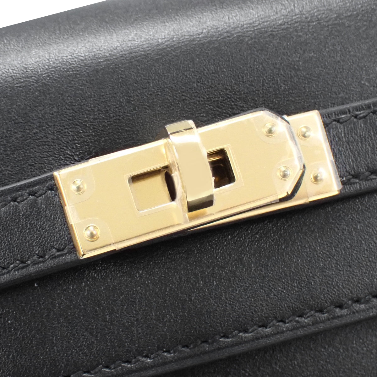 Kelly 25 (Outside Stitch) Box Calf Leather, Black, Gold Hardware, W Stamp
