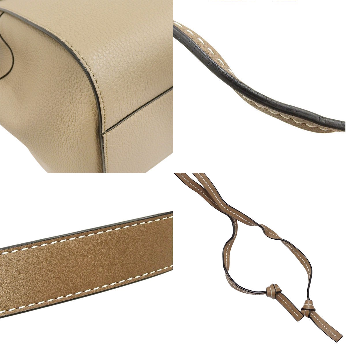 Hammock Drawstring Small Calfskin Beige Brown A538V07X15