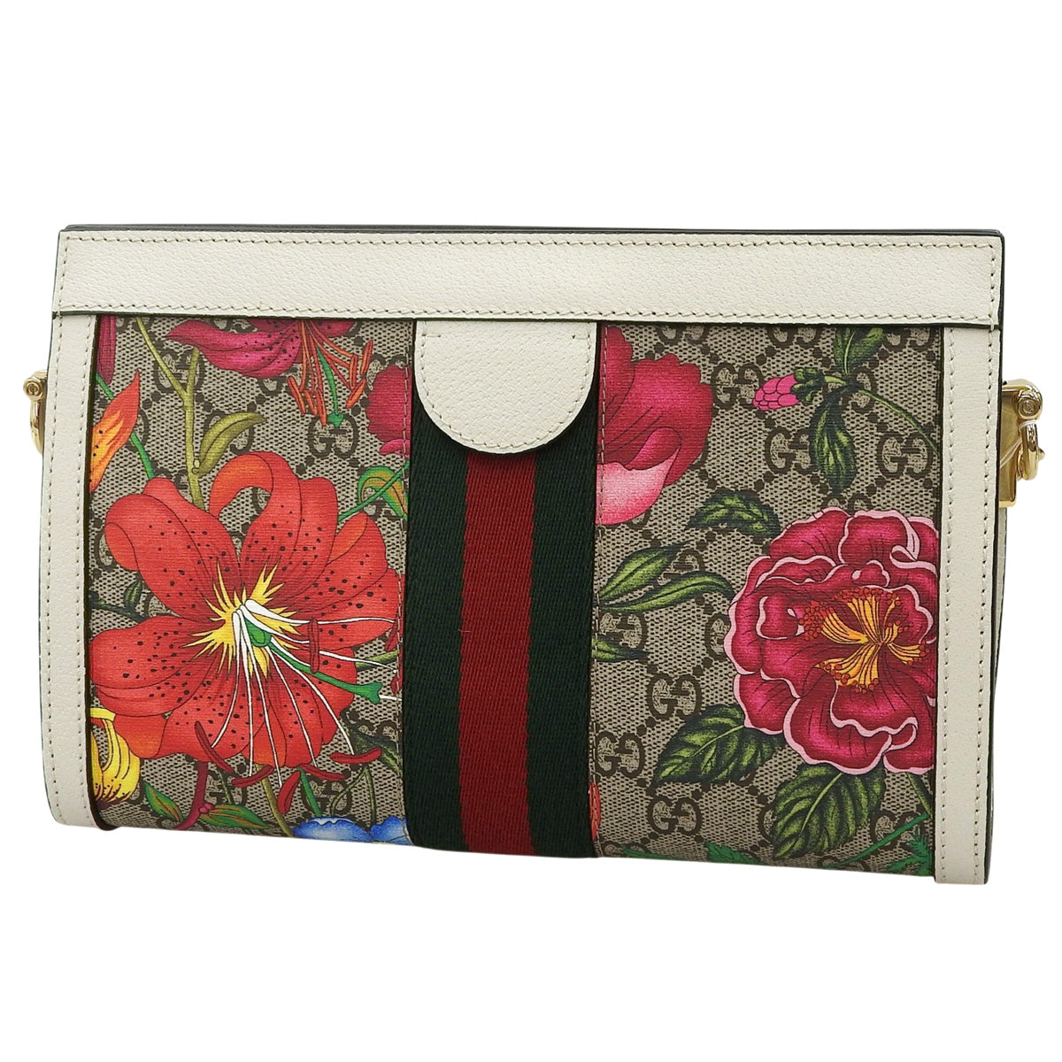 オフィディア GGフローラ スモール チェーンショルダーバッグ ホワイト マルチカラー 503877