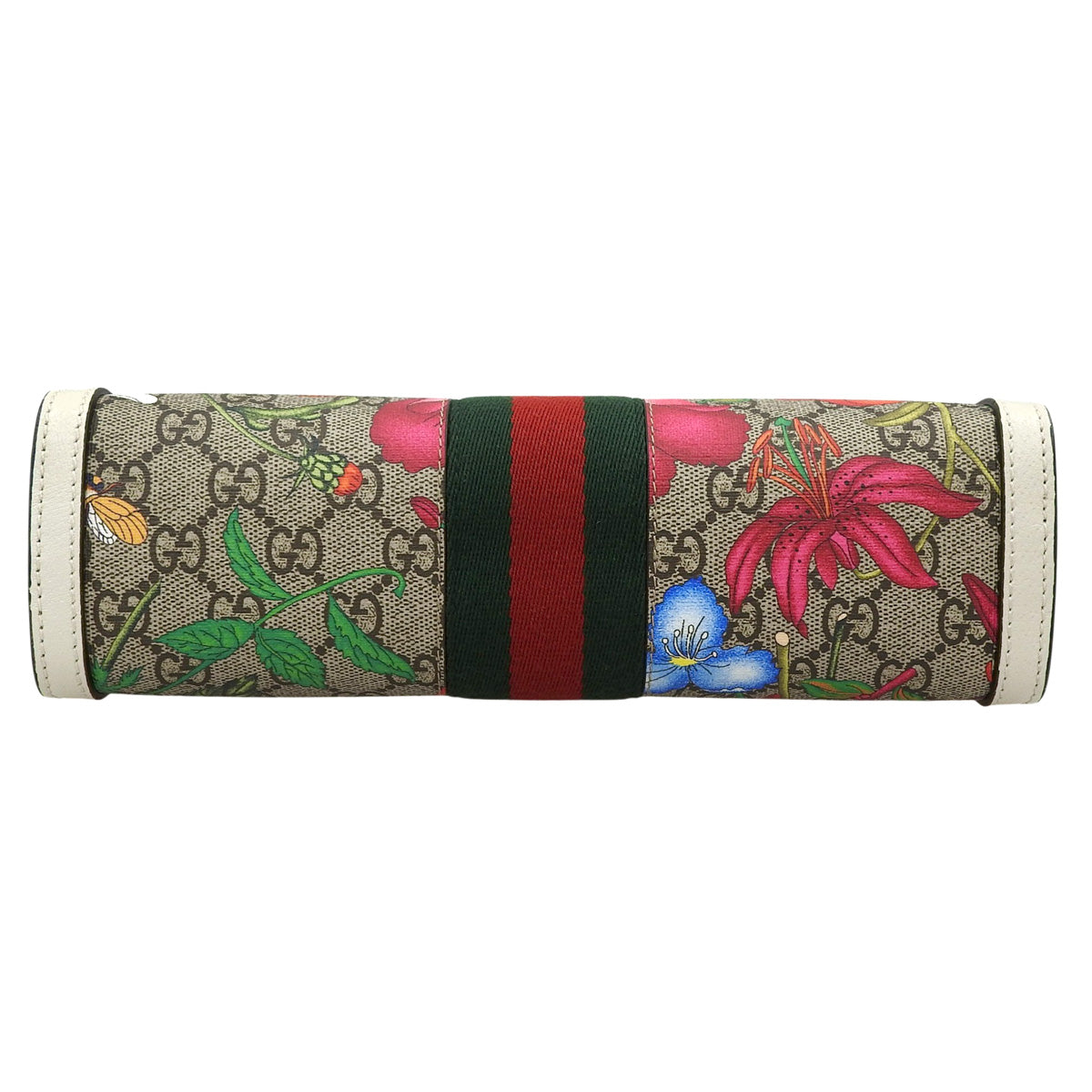 Ophidia GG Flora Small Chain Shoulder Bag in White and Multicolor, 503877