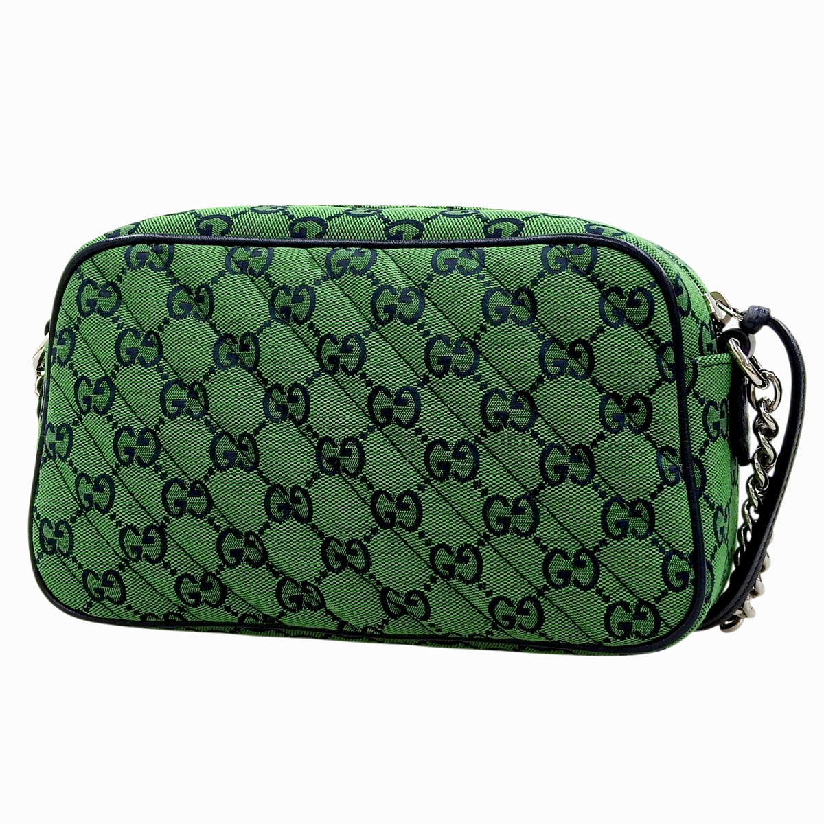 GGマーモント ミニ カメラバッグ GGキャンバス グリーン ネイビー 447632