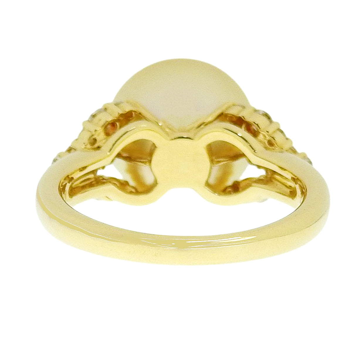 Pearl Diamond Ring D0.37 Yellow Gold K18YG Size 13 (US 6.5) 7.0g