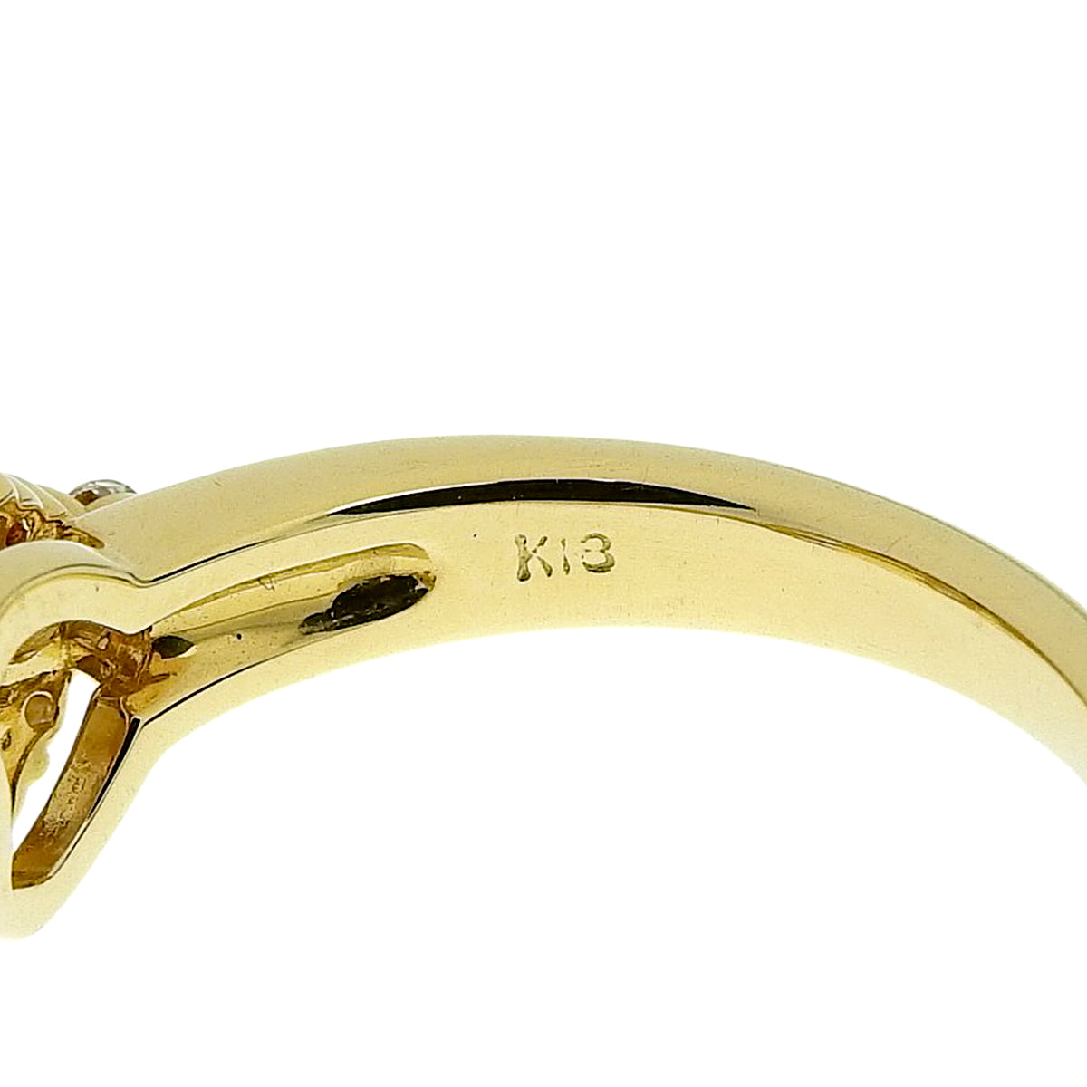 Pearl Diamond Ring D0.37 Yellow Gold K18YG Size 13 (US 6.5) 7.0g