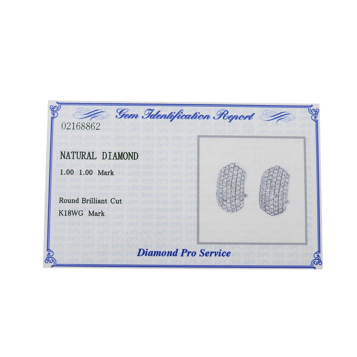 ダイヤモンド ピアス D1.00,1.00 ホワイトゴールド K18WG 7.4g