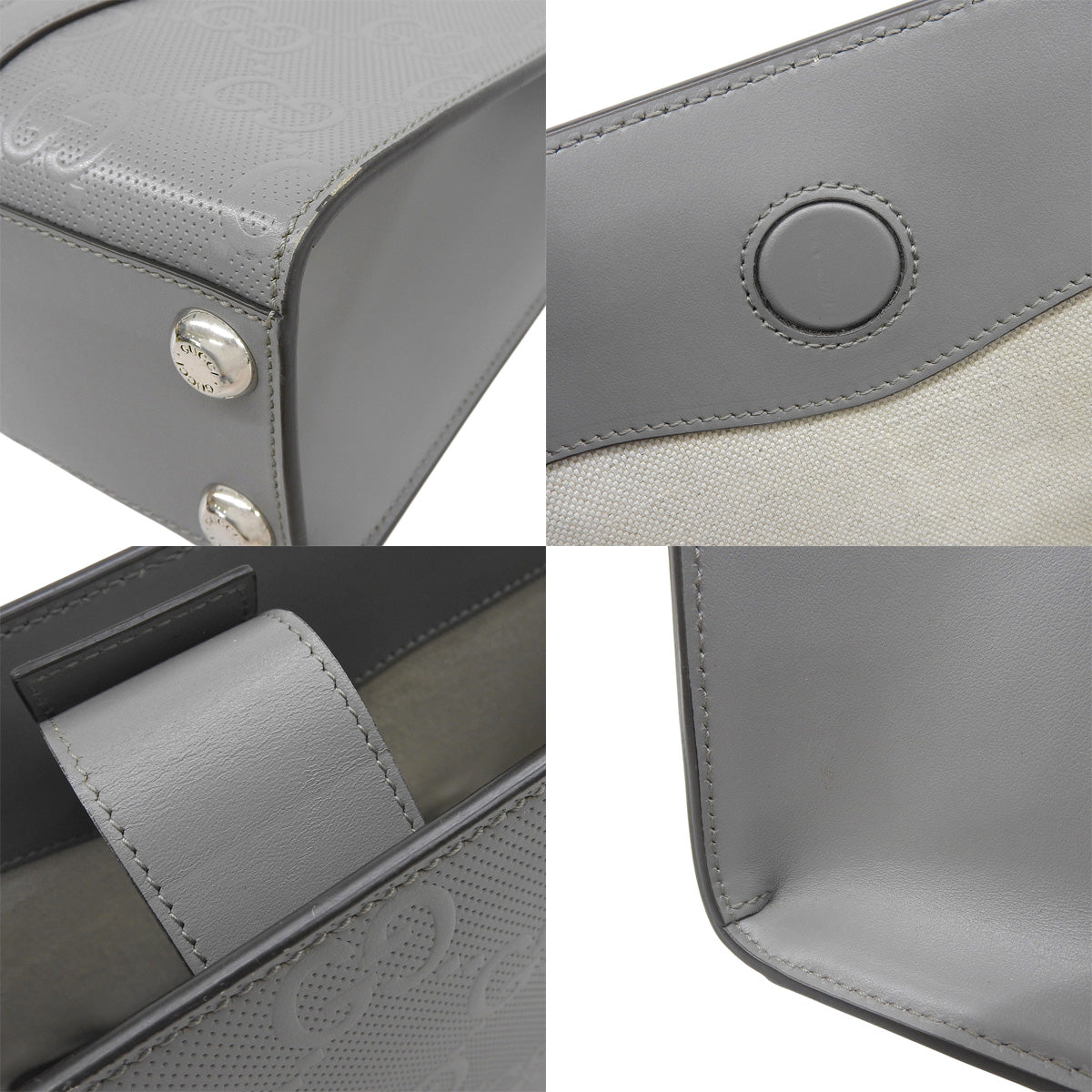 GGエンボス トートバッグ レザー グレー 700421