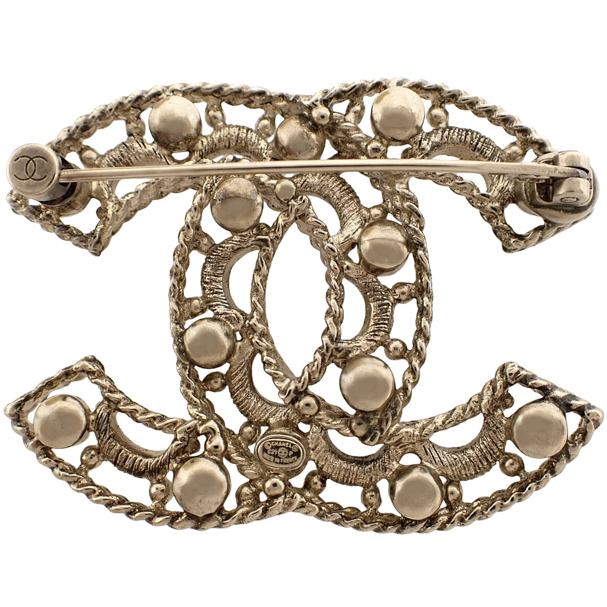 ココマーク パール ブローチ メタル(GP) フェイクパール ラインストーン