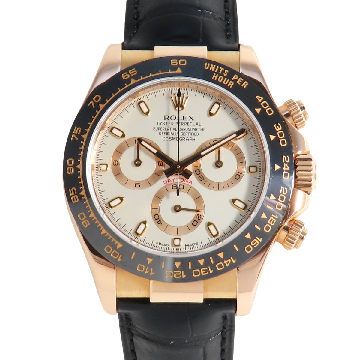 Daytona 116515LN PG/皮革,随机编号,象牙色,自动上链,男士腕表