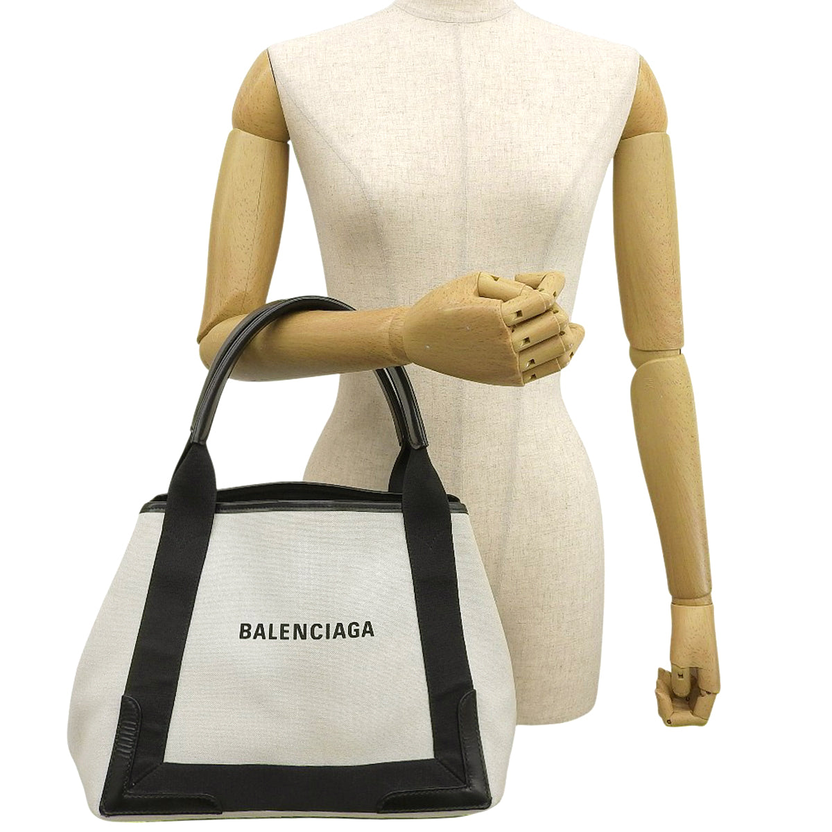 BALENCIAGA NAVY CABAS S Cotton Canvas Natural/Black 339933|Vintage Luxury Brand Specialty Store|Shibuya, Tokyo|alamode