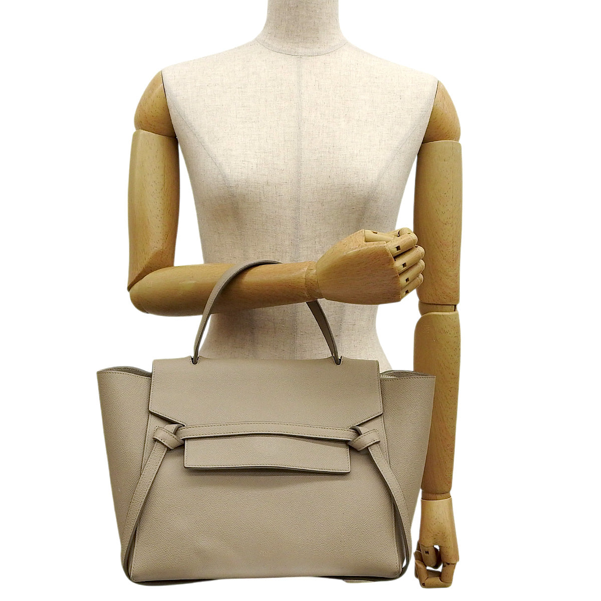 Mini leather belt bag in beige