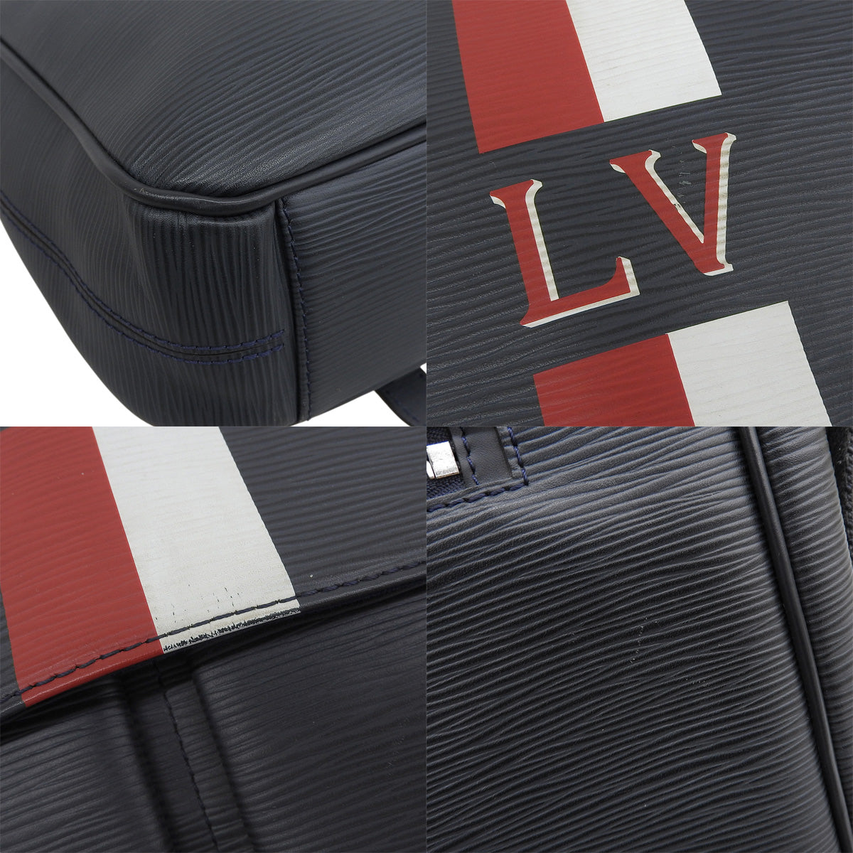 Epi Christopher Messenger bag in Epi leather, navy, white, and red