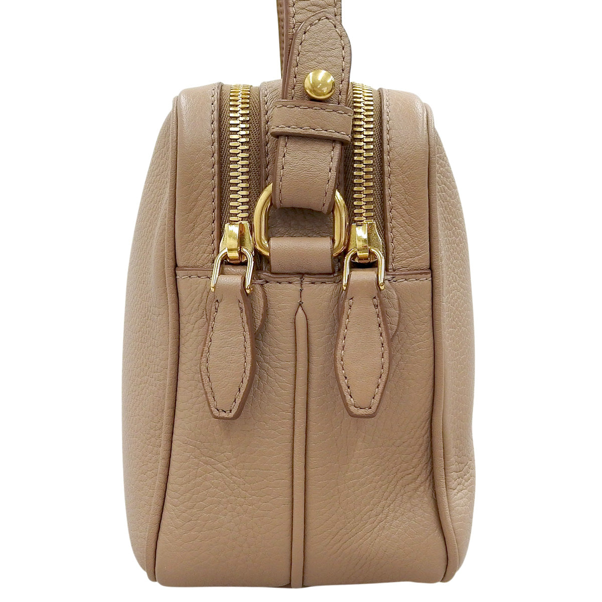 Beige leather shoulder bag 1BH079