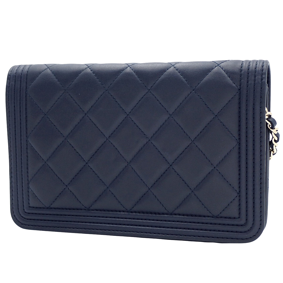 Boy Chanel/Matelasse Coco Mark Chain Wallet in Navy Lambskin A80287