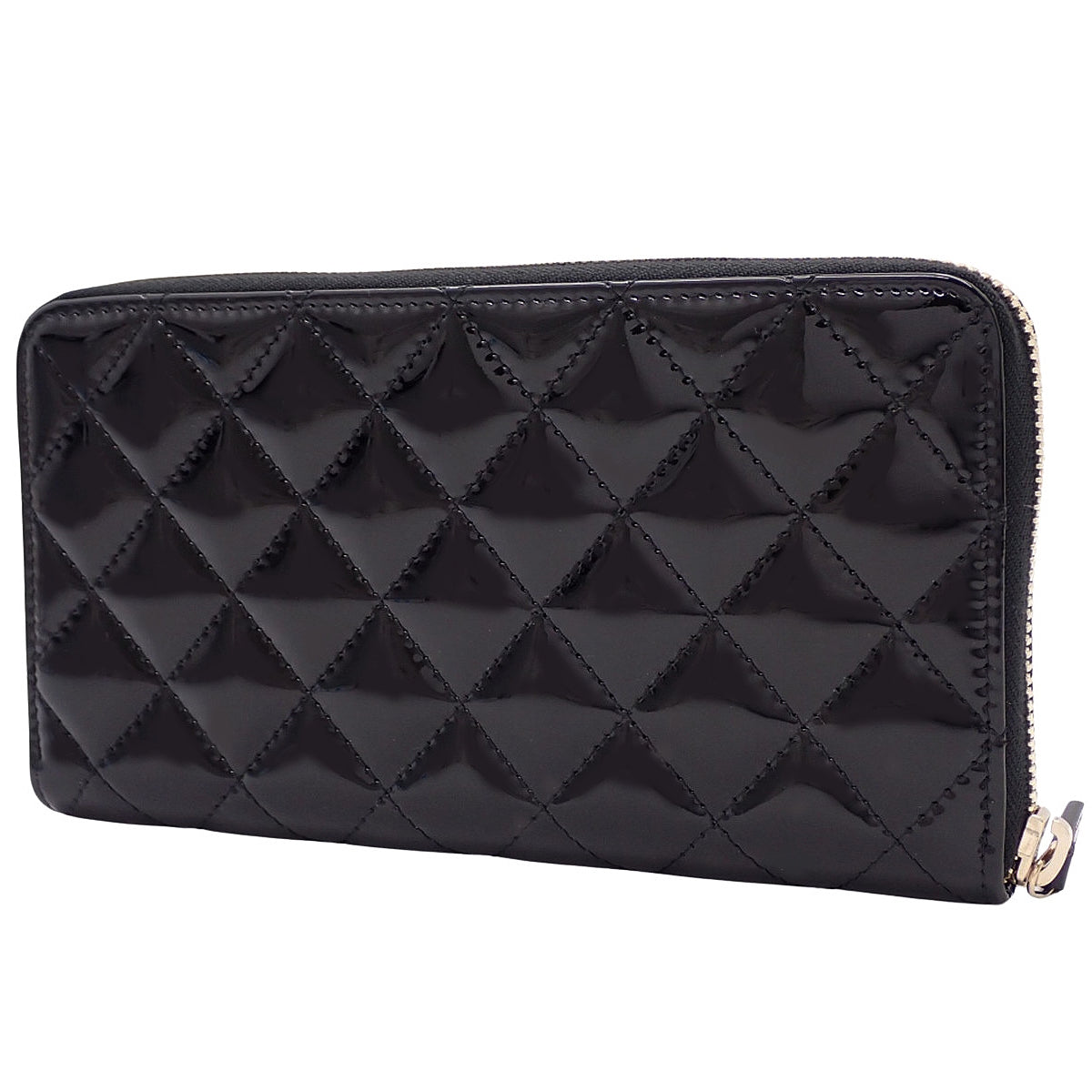 マトラッセ ココマーク ラウンドファスナー長財布 パテントレザー/エナメル ブラック