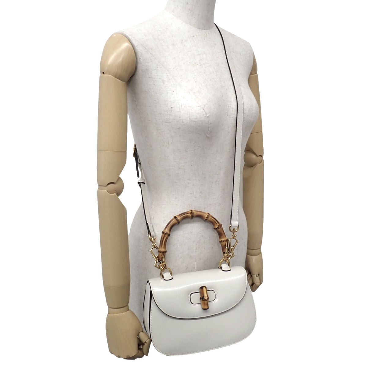 竹节2WAY包 小牛皮 白色