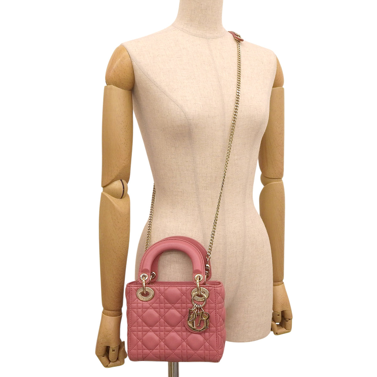 Cannage Lady Dior 迷你小羊皮粉色
