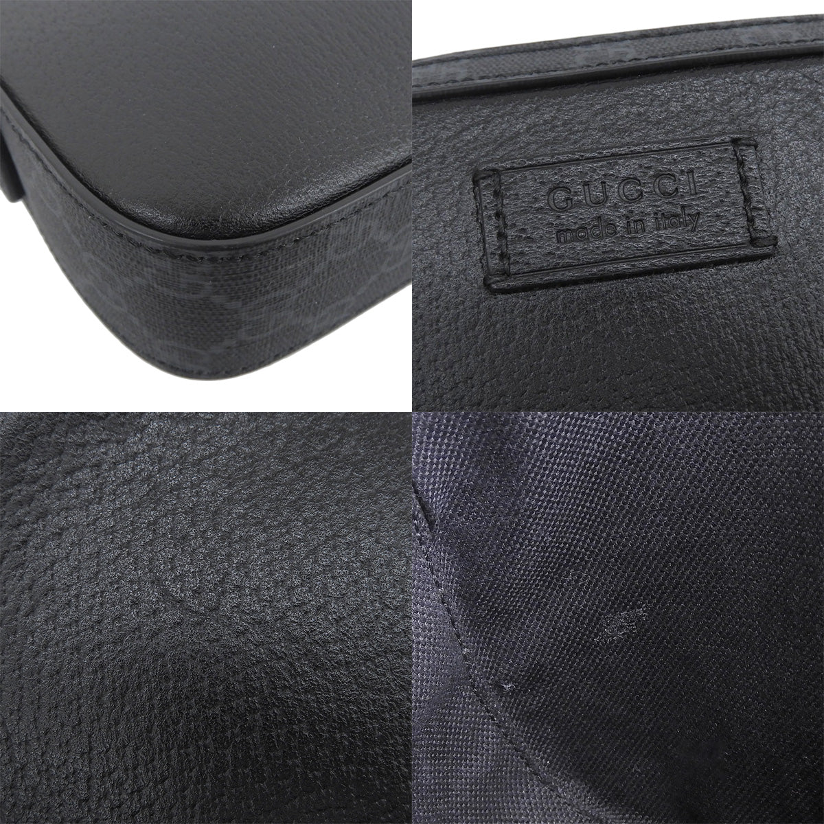 GG Supreme Crossbody Bag Leather Black Gray 795465