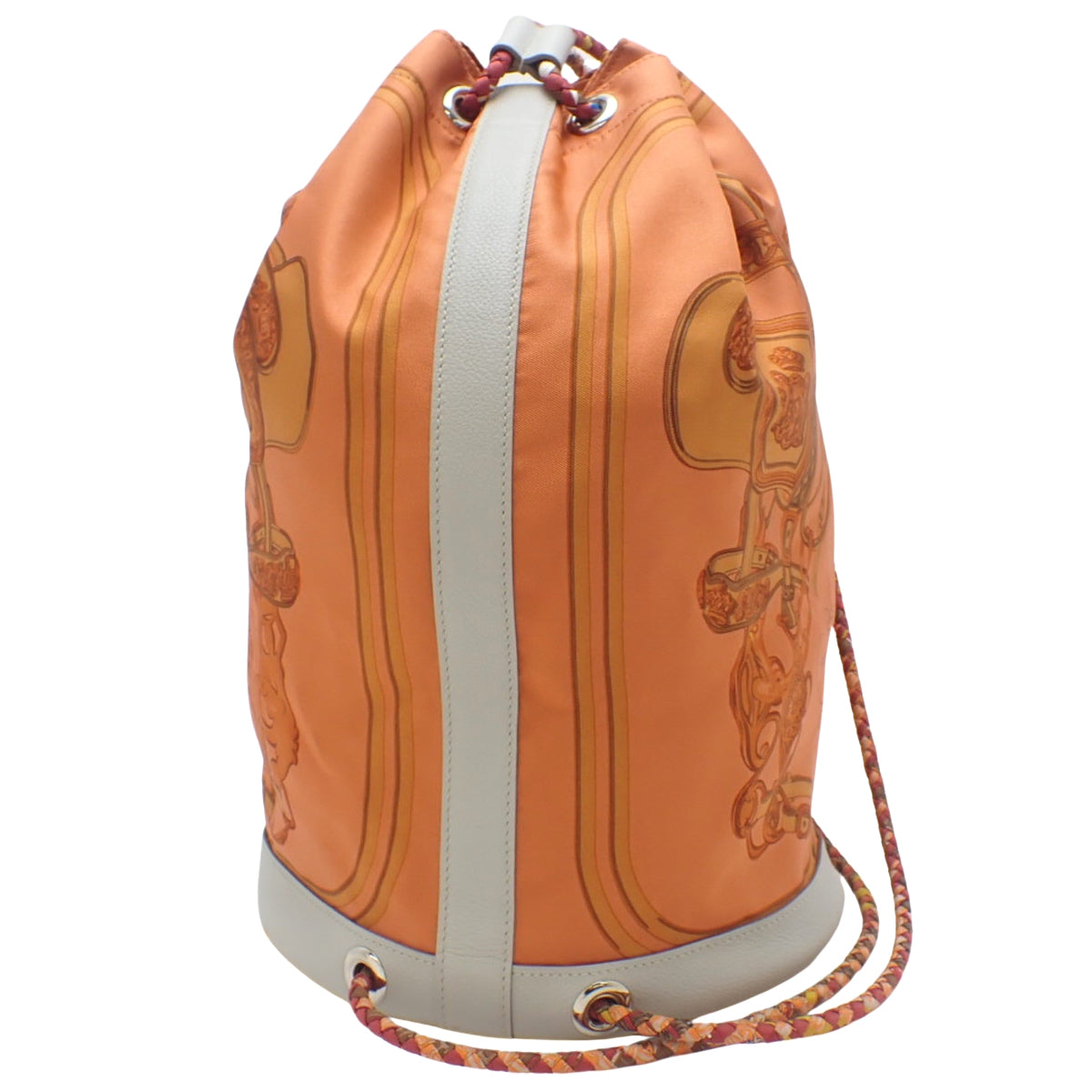 BRIDES de GALA 式典用馬勒 ソクワール22 シルク エプソン オレンジ グレー シルバー金具 □Q刻印