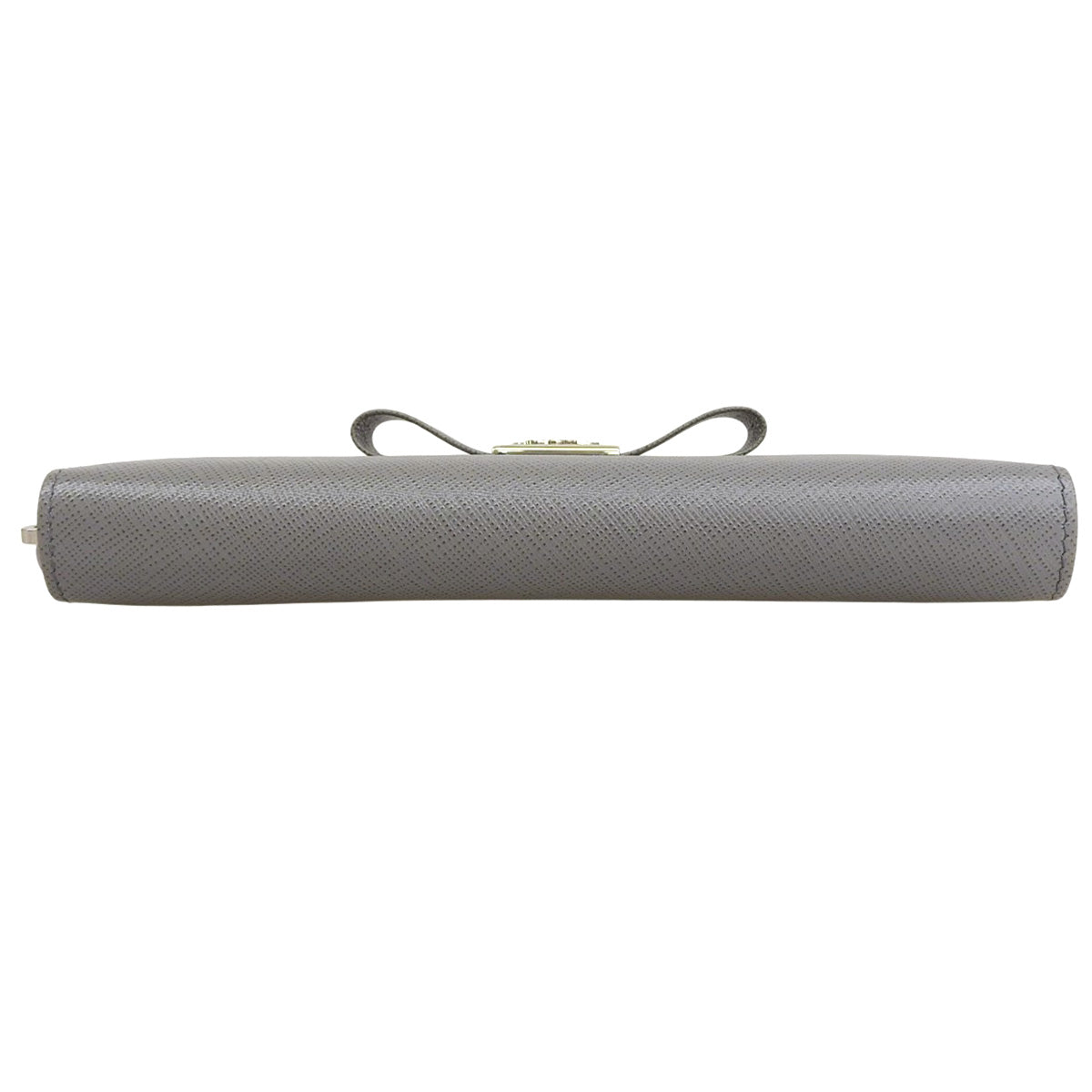 Ribbon Round Zip Long Wallet, Saffiano Leather, Gray, 1ML506