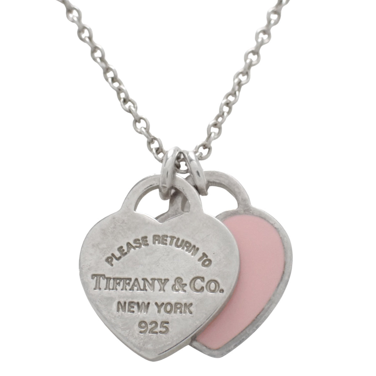 ピンク ダブル ハート タグ ペンダント シルバー SV925