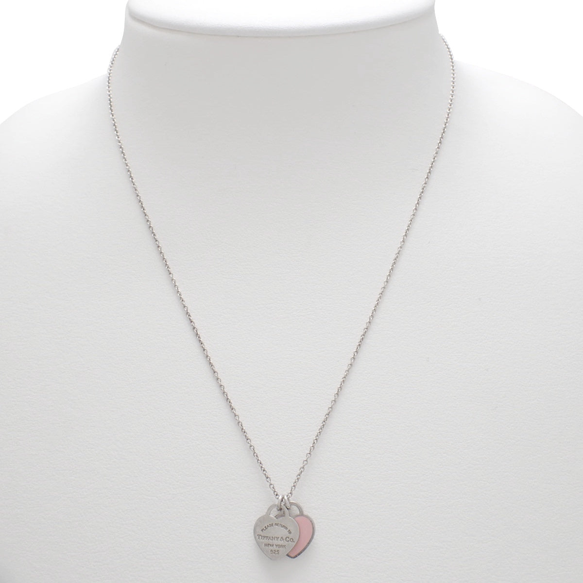 ピンク ダブル ハート タグ ペンダント シルバー SV925