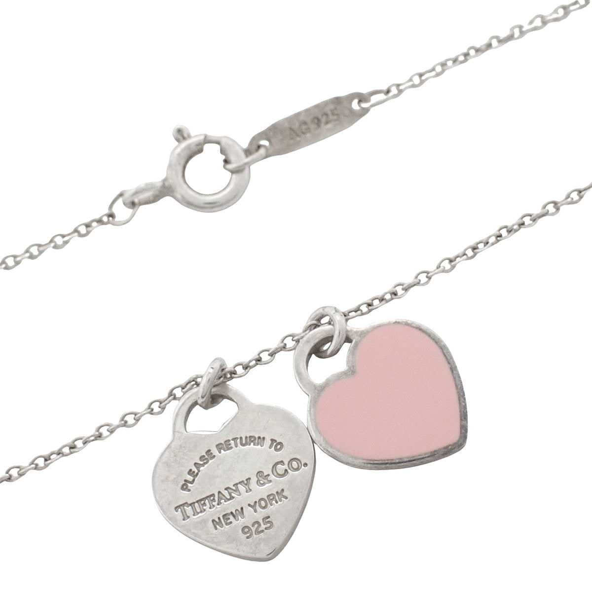 ピンク ダブル ハート タグ ペンダント シルバー SV925
