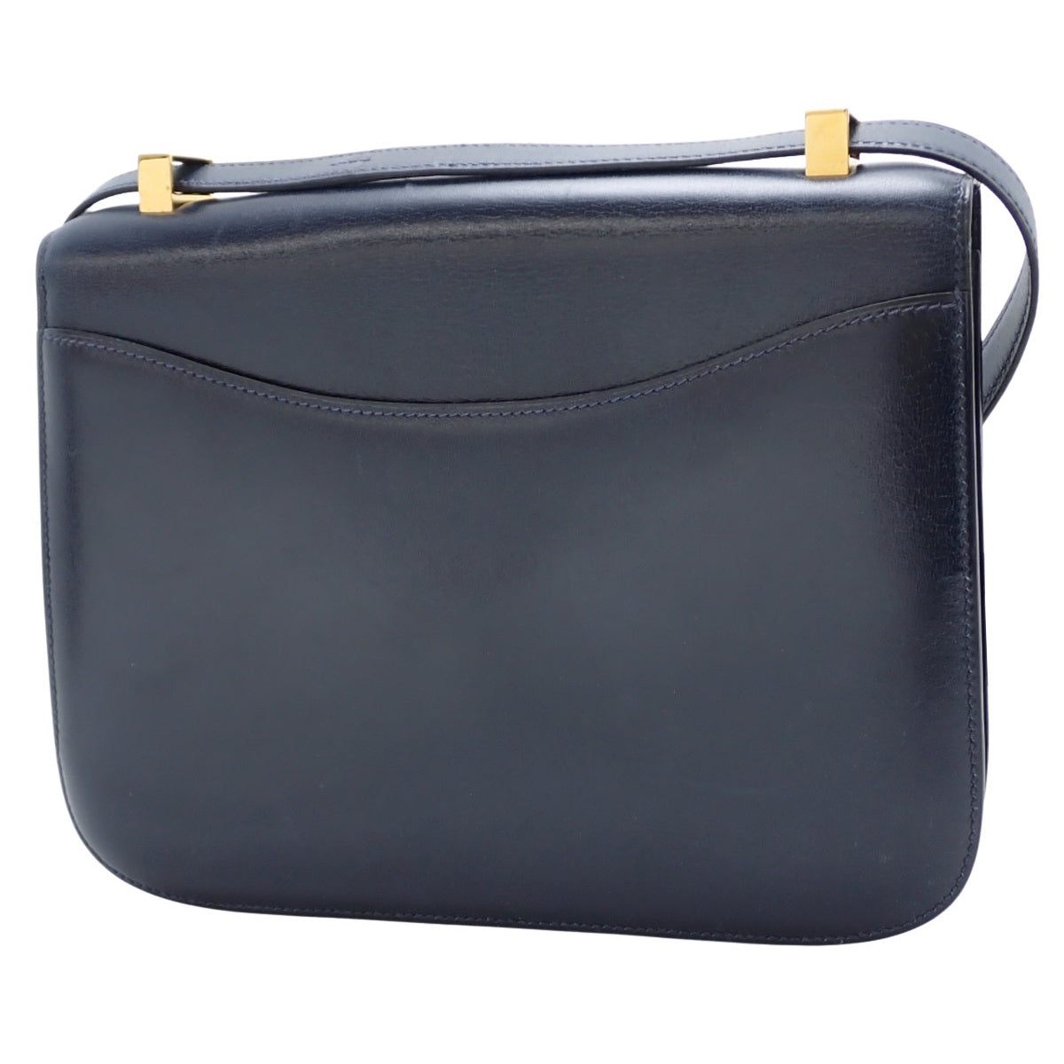 コンスタンス23 ボックスカーフ ブルーネイビー ゴールド金具 ○G刻印