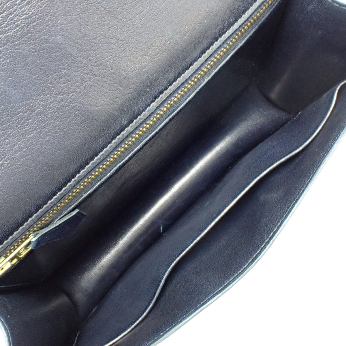 コンスタンス23 ボックスカーフ ブルーネイビー ゴールド金具 ○G刻印