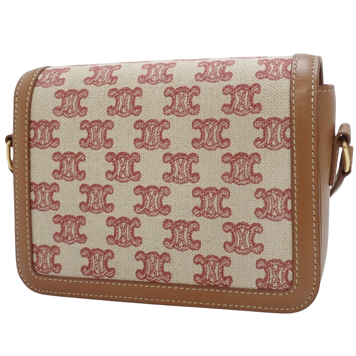 Teen Triomphe Bag in Calfskin and Triomphe Canvas in Brown, Beige, and Red