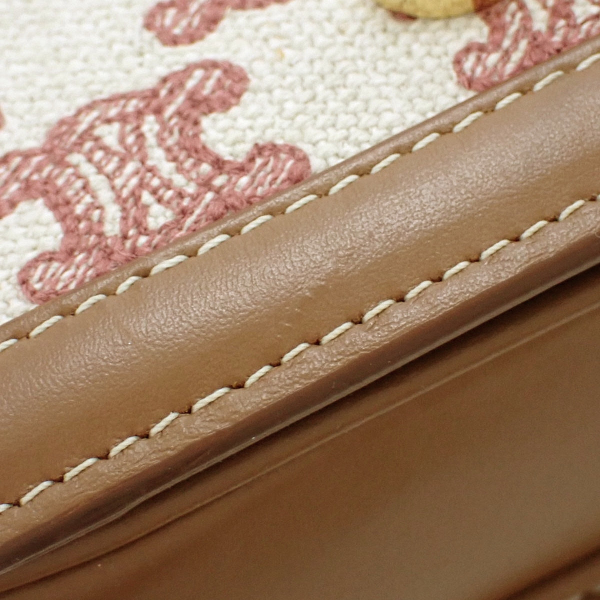 TEEN TRIOMPHE BAG IN CALFSKIN AND TRIOMPHE CANVAS BROWN BEIGE RED