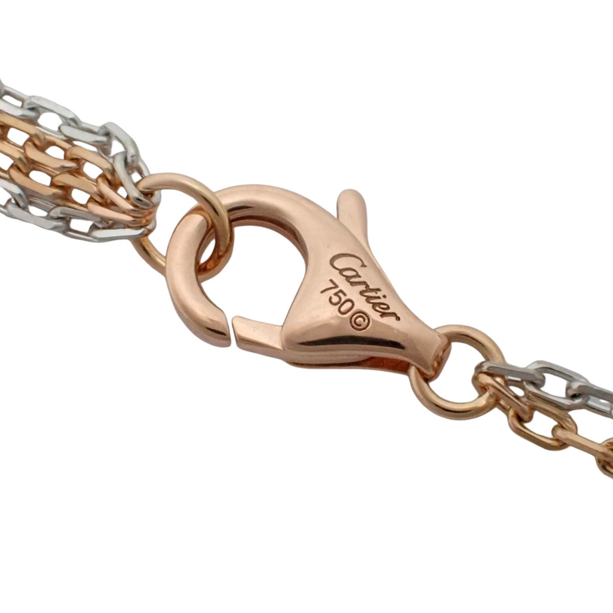 Love Necklace with 6 Diamonds K18PG/WG 8.6g Three Hoops