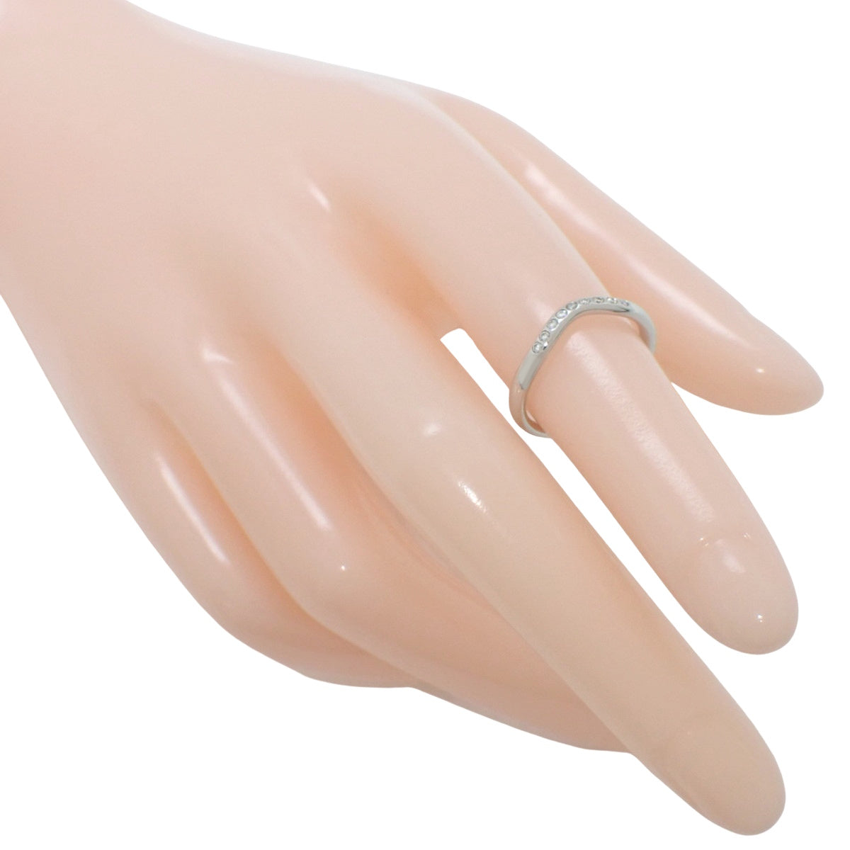 Curved band ring with diamonds in platinum Pt950, 3.0g