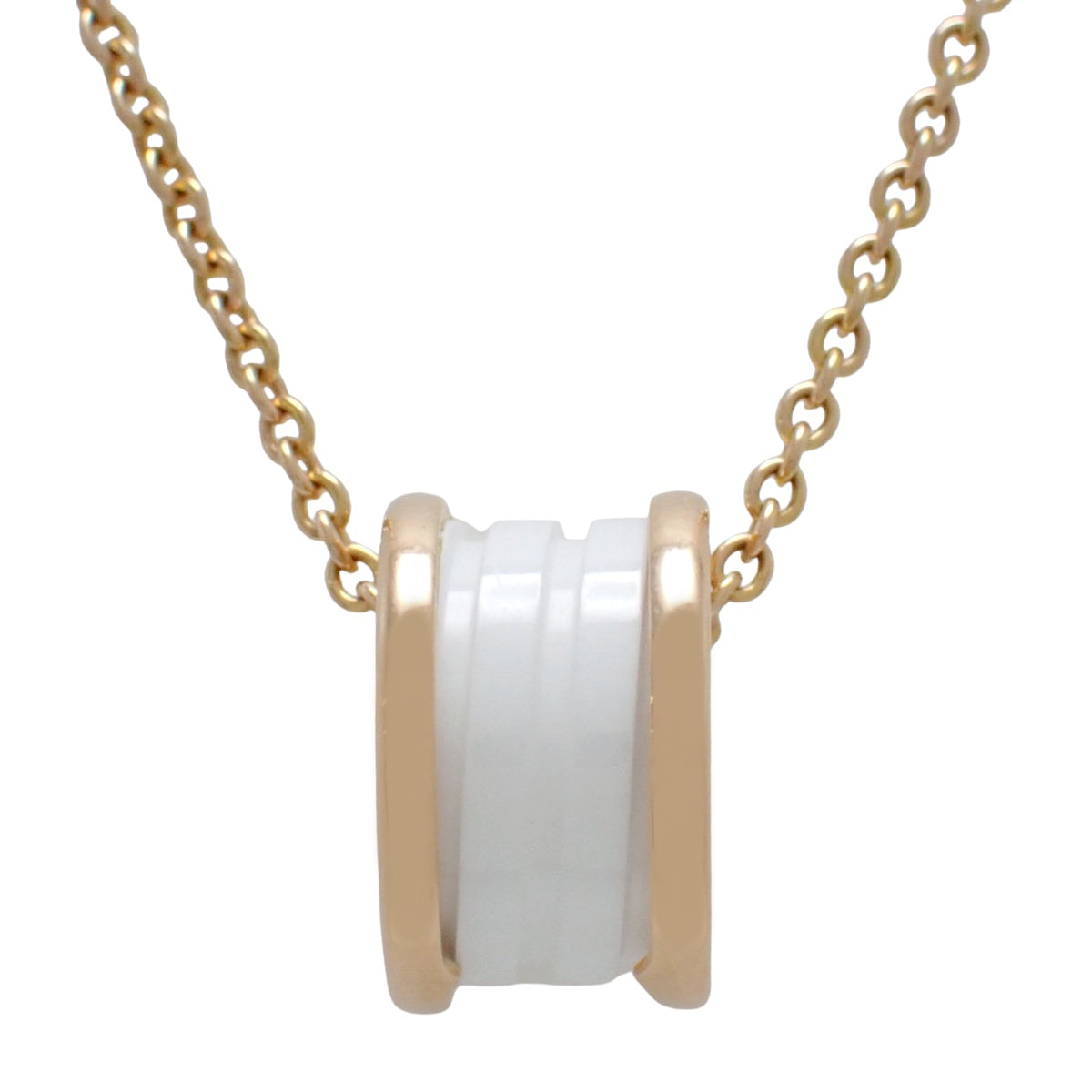B.zero1 Necklace Pink Gold K18PG White Ceramic 12.3g